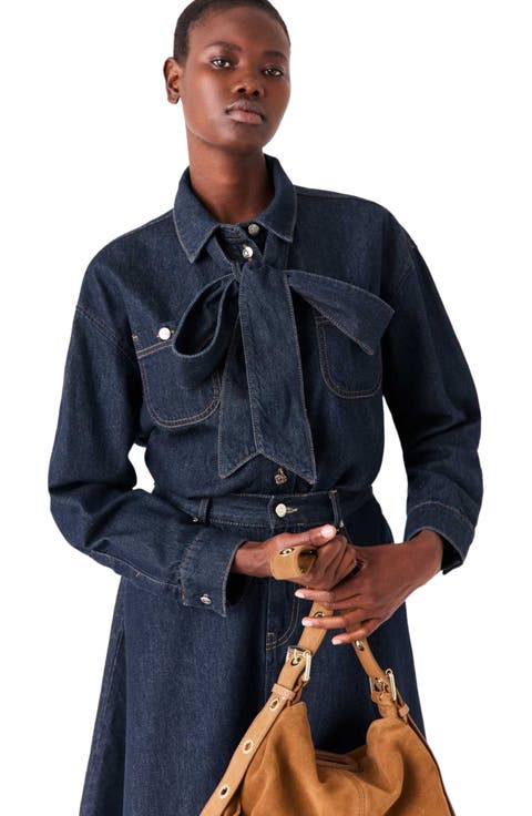 Denim Jacket With Bow