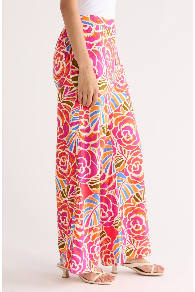 Nomi Floral Elena Wide Leg Pants, Alternate, color, PINK-ORANGE-BLUE