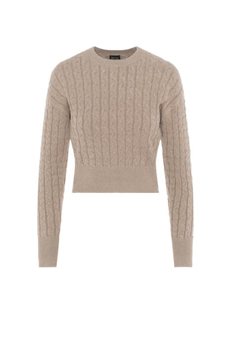 Cable Knit Ribbed Cuffs Sweater