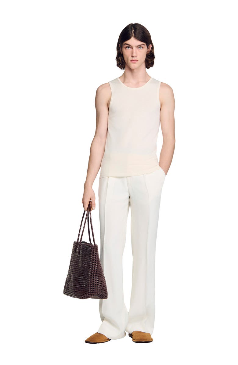 SANDRO Knit crew neck vest top, Alternate, color, White