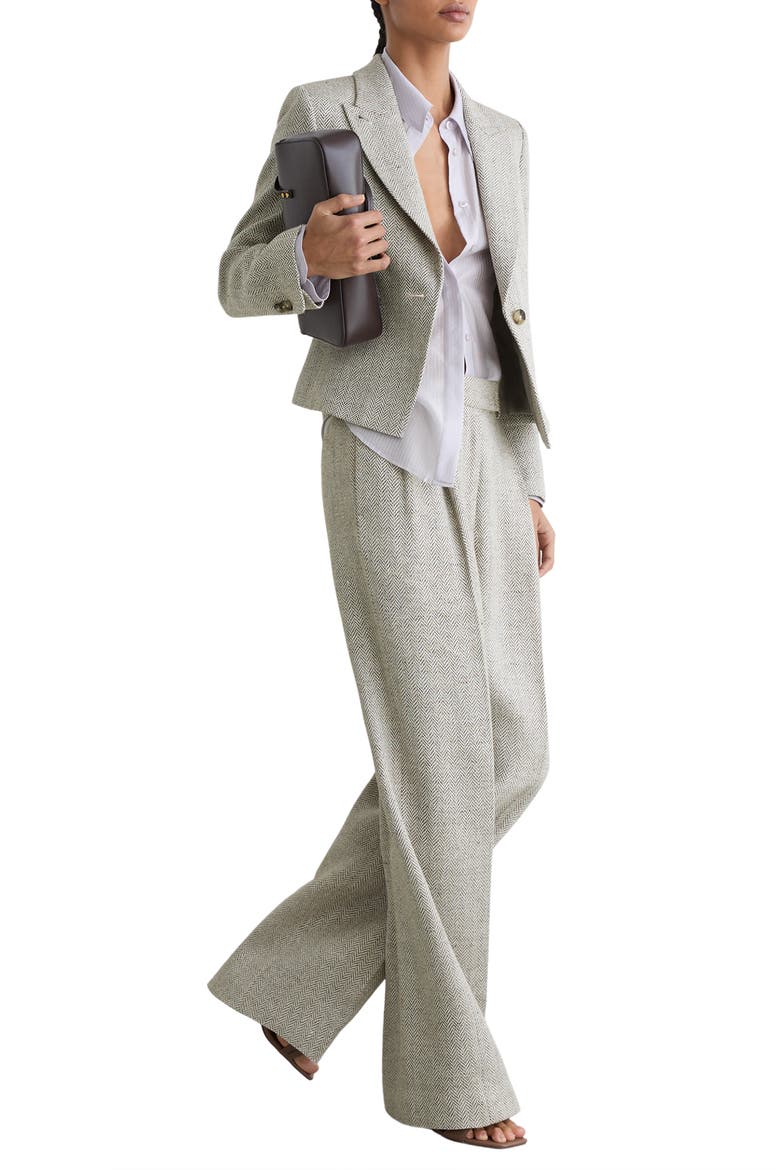 Ezra Herringbone High Waist Wide Leg Pants, Alternate, color, NEUTRAL