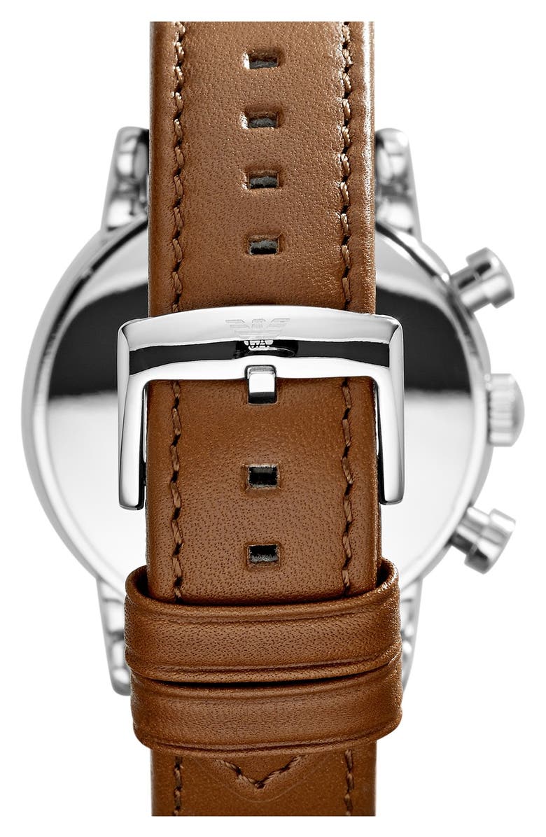 Emporio Armani Chronograph Leather Strap Watch, 41mm, Alternate, color, 