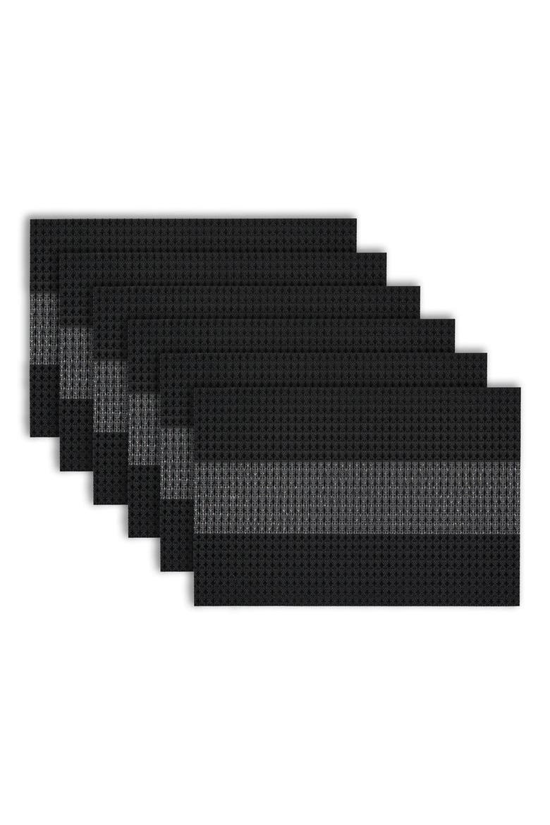 Set of 6 Vinyl Placemats, Alternate, color, CENTER STRIPE SPARKLES BLACK