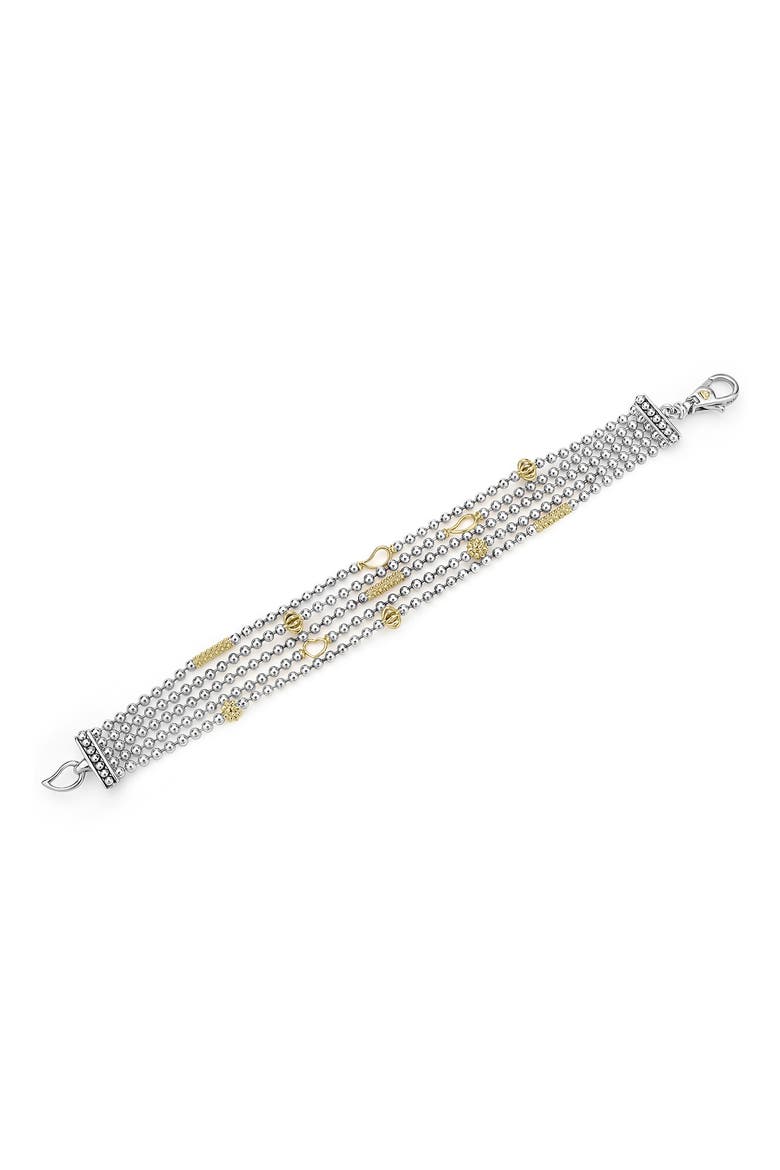 Two-Tone Caviar Five Strand Chain Bracelet, Alternate, color, SILVER