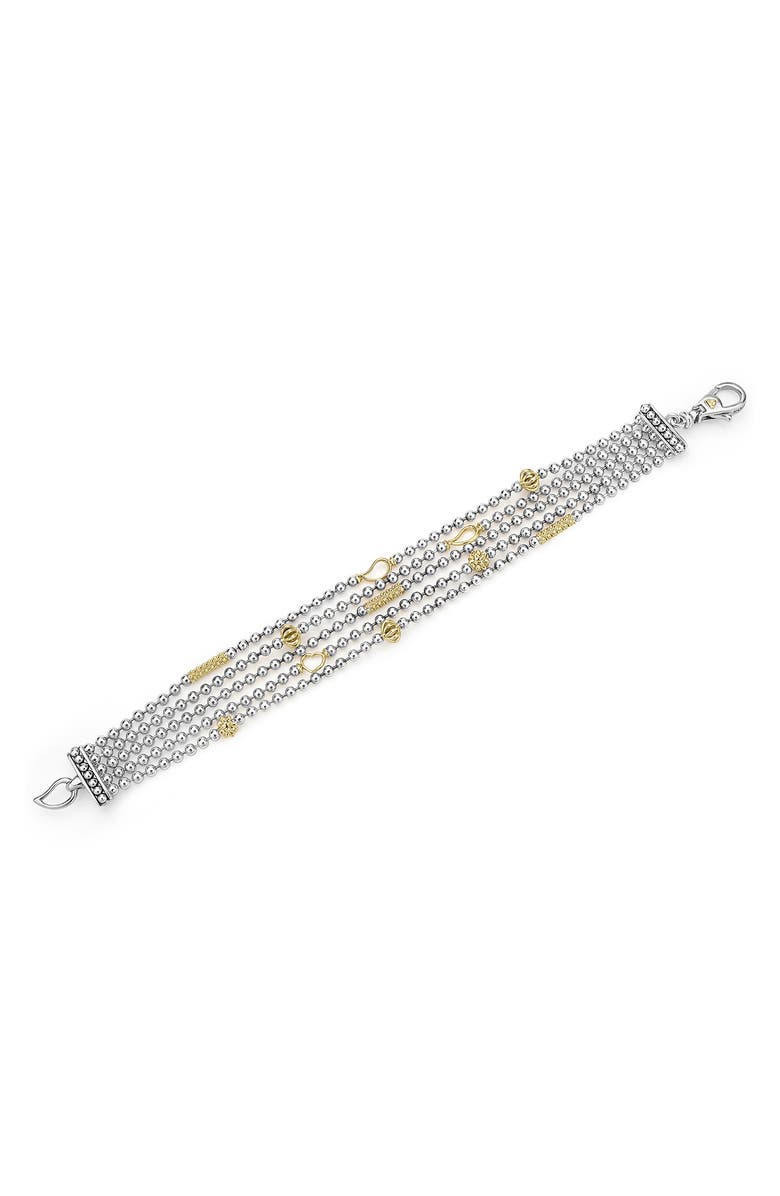 LAGOS Two-Tone Caviar Five Strand Chain Bracelet, Alternate, color, Silver