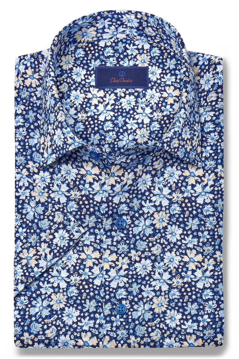 Floral Print Short Sleeve Shirt, Main, color, NAVY/ MULTI