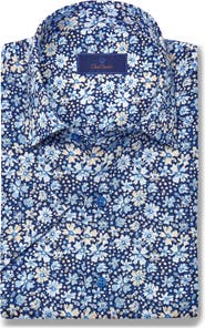 David Donahue Floral Print Short Sleeve Shirt