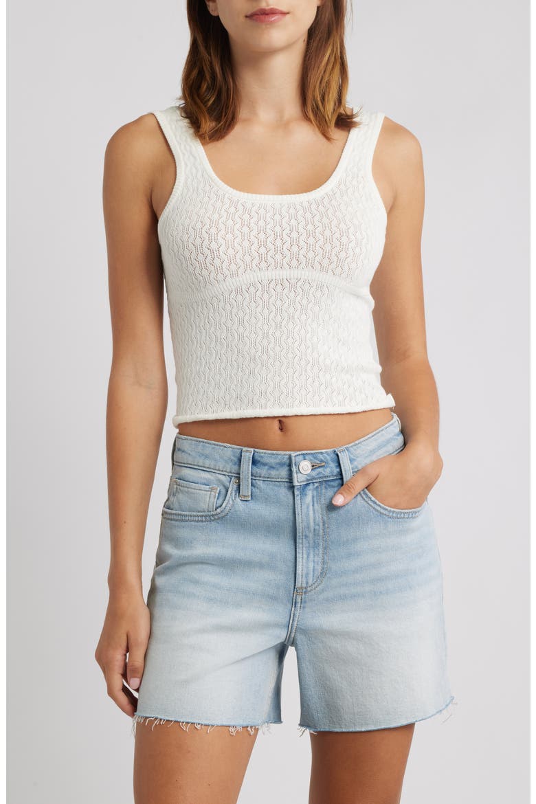 Keenan Pointelle Cotton Sweater Tank, Main, color, SAND