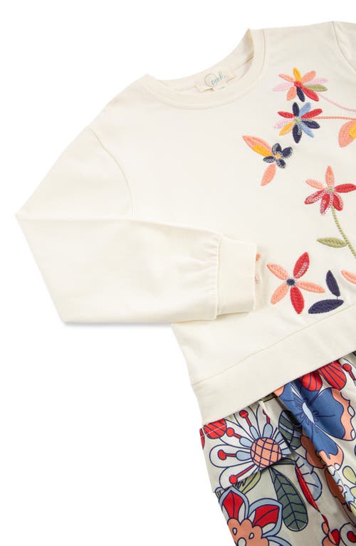 Peek Aren't You Curious Kids' Floral Embroidered Mock Two-piece Dress In Multi
