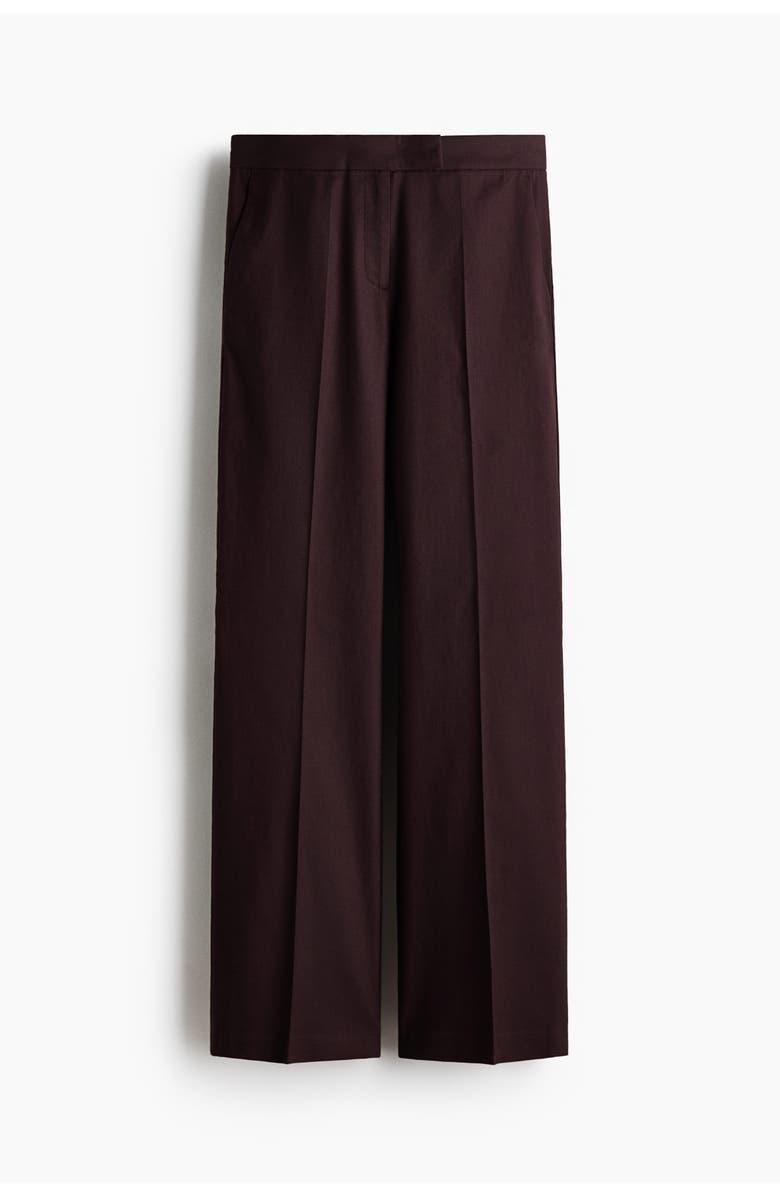 H&M Linen-blend Tailored Trousers, Main, color, Dark Brown