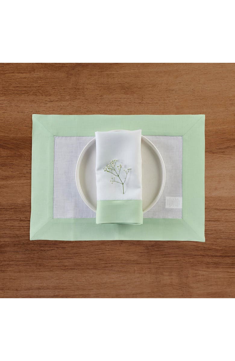 Solino Home Linen Dinner Napkins - Contempo, 20" x 20" Inch, Alternate, color, Light Green And White