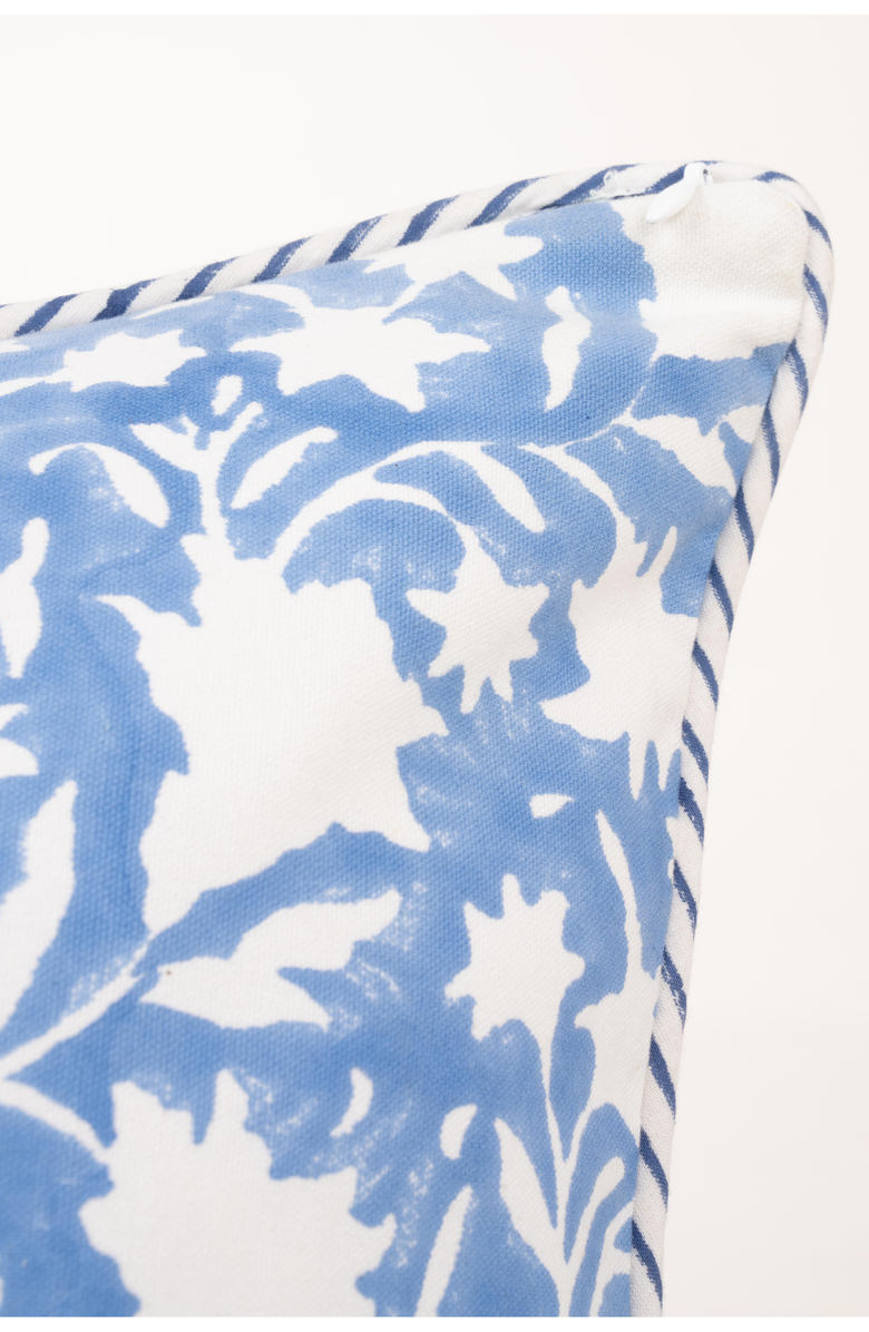 Inner Child Les Fleurs Blockprint Reversible Pillow - Cover Only, Alternate, color, Periwinkle Blue