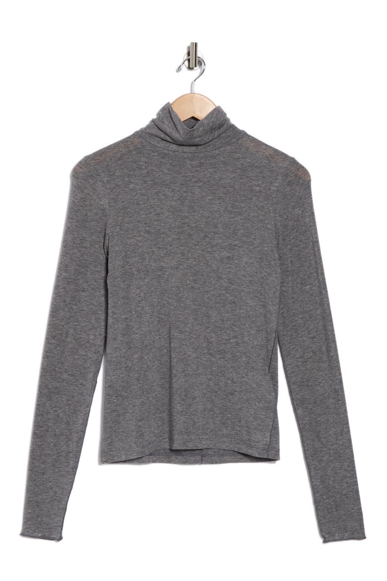 Long Sleeve Turtleneck Top, Alternate, color, HEATHER COAL
