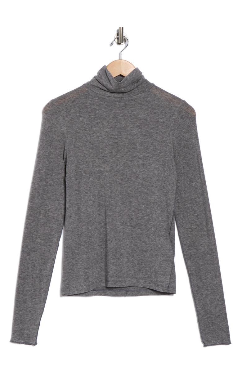Madewell Long Sleeve Turtleneck Top, Alternate, color, Heather Coal