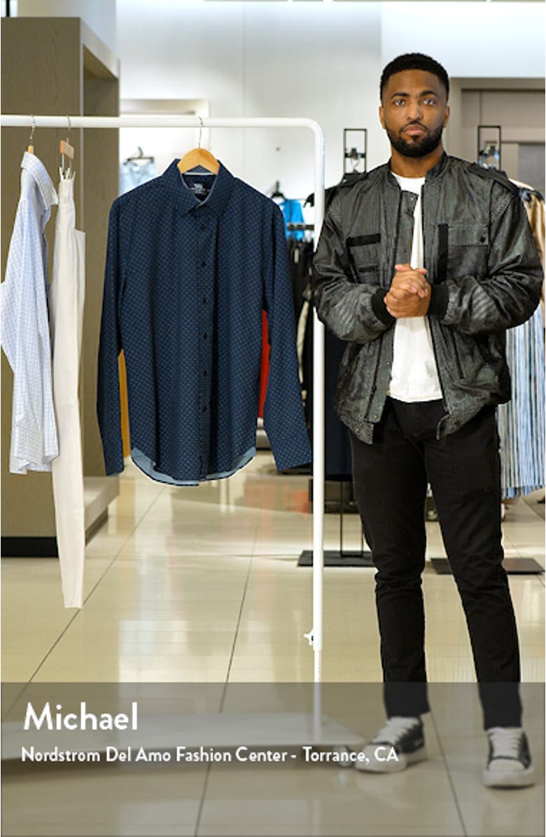 Regular Fit Dot Print Performance Stretch Dress Shirt, sales video thumbnail