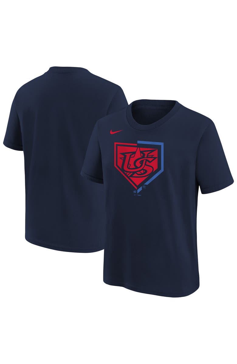 Nike Youth Nike  Navy USA Baseball 2026 World Baseball Classic Shield T-Shirt, Main, color, 