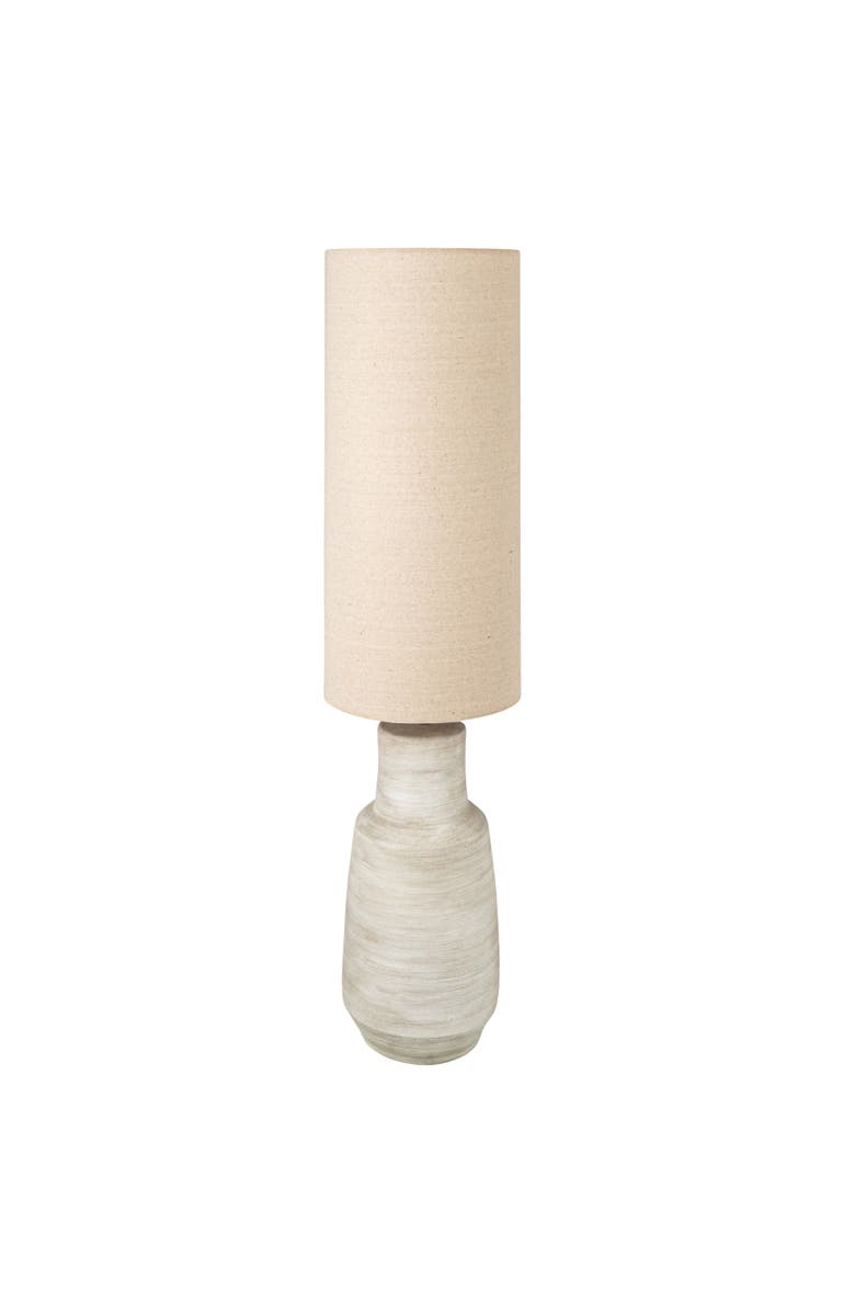 Storied Home Ceramic Floor Lamp with Linen Shade, Sand Color, Main, color, Cream
