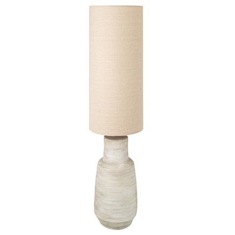 Ceramic Floor Lamp with Linen Shade, Sand Color