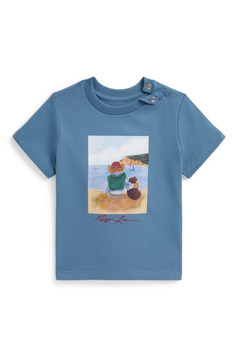 Beach Bear Cotton Graphic T-Shirt, Main, color, BEAR CAMP BLUE
