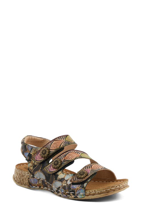 L'artiste By Spring Step Versa Slingback Wedge Sandal In Black Multi