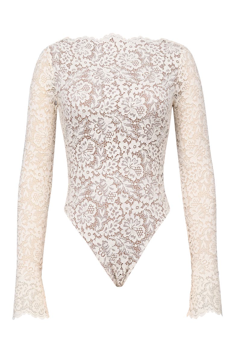 Ellie Long Sleeve Lace Bodysuit, Alternate, color, VINTAGE IVORY