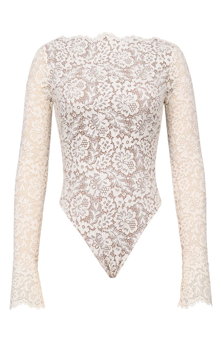 HOUSE OF CB Ellie Long Sleeve Lace Bodysuit, Alternate, color, Vintage Ivory