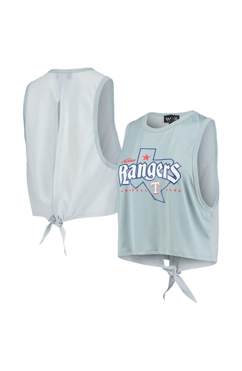 THE WILD COLLECTIVE Women's The Wild Collective Light Blue Texas Rangers Open Back Twist-Tie Tank Top, Main, color, Light Blue