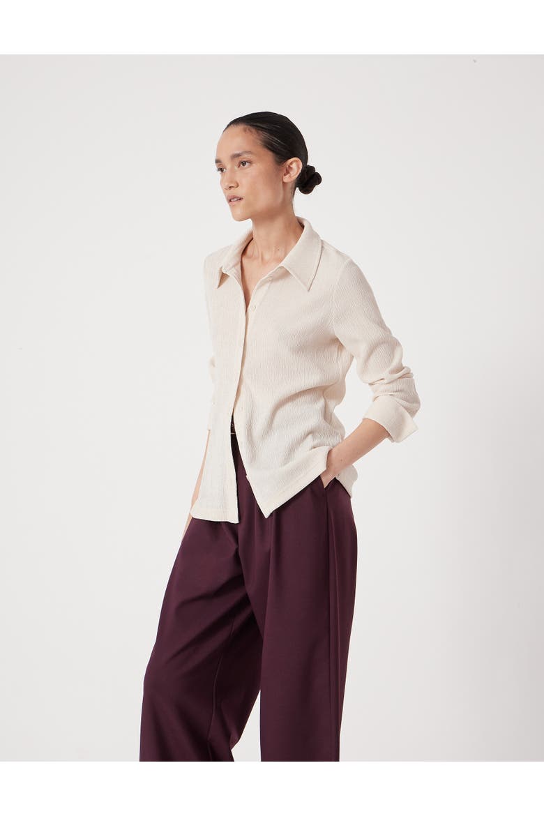 Textured Slim Shirt, Alternate, color, Almond