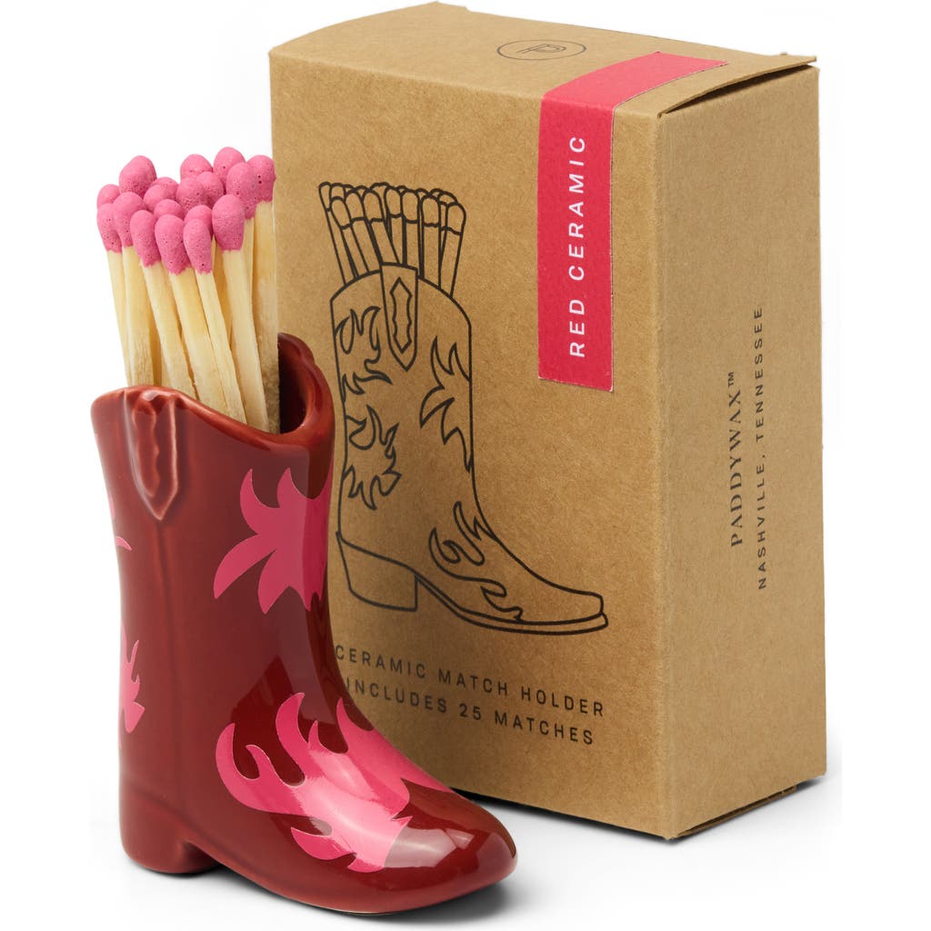 Paddywax Pink & Red Boot Match Holder In Red