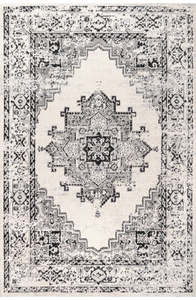 JONATHAN Y Inigo Cottage Medallion Area Rug, Main, color, Dark Gray/Cream