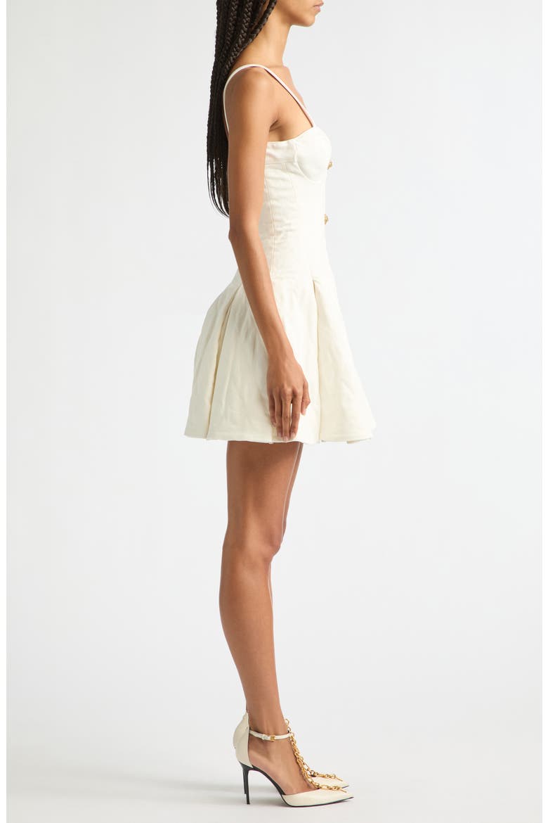 Quilted Denim Bustier Skater Minidress, Alternate, color, OFF WHITE
