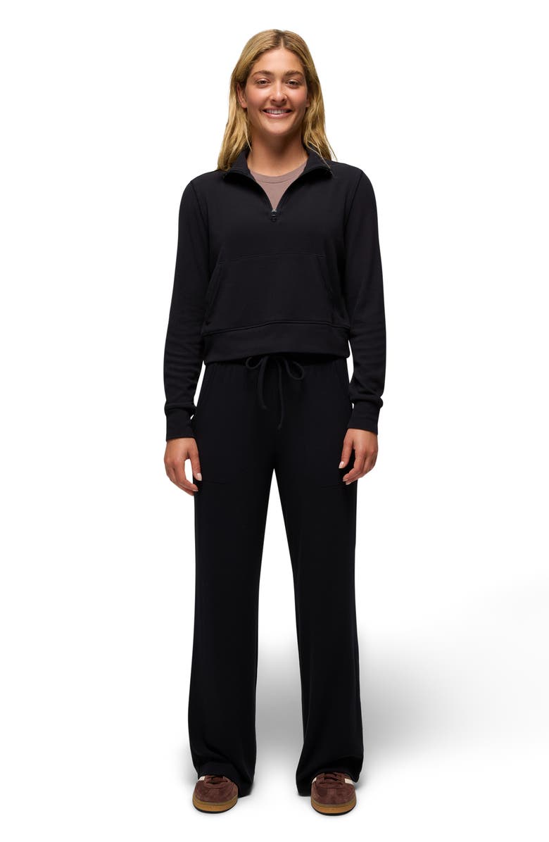prAna Willow West Crop Half-Zip Sweatshirt, Alternate, color, Black