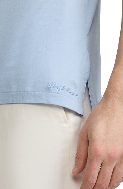 Ralph Lauren Purple Label Luxury Lisle Crewneck T-shirt In Chambray Blue