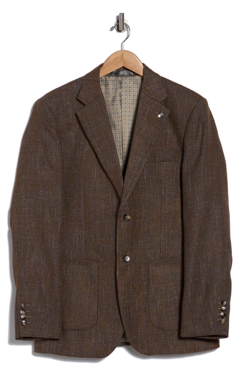 T.R. PREMIUM Slim Fit Crosshatch Stretch Sport Coat, Main, color, Brown