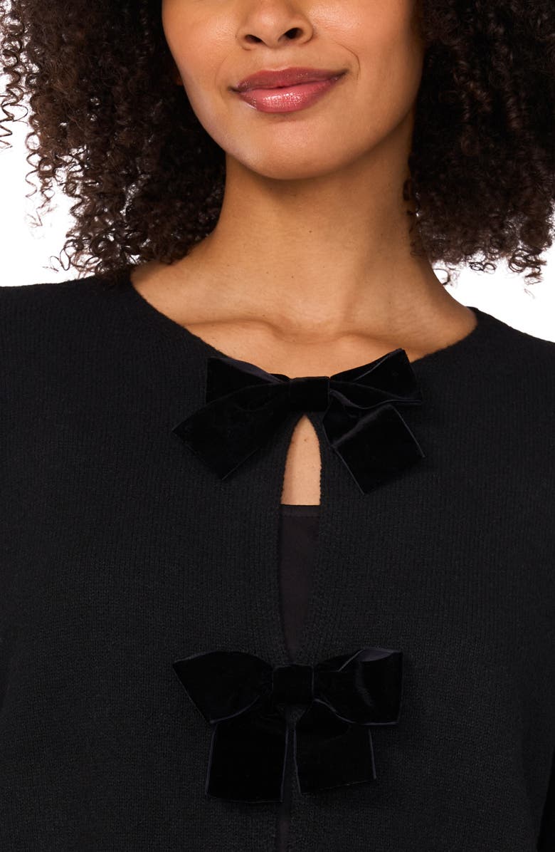 CeCe Bow Cardigan, Alternate, color, Rich Black