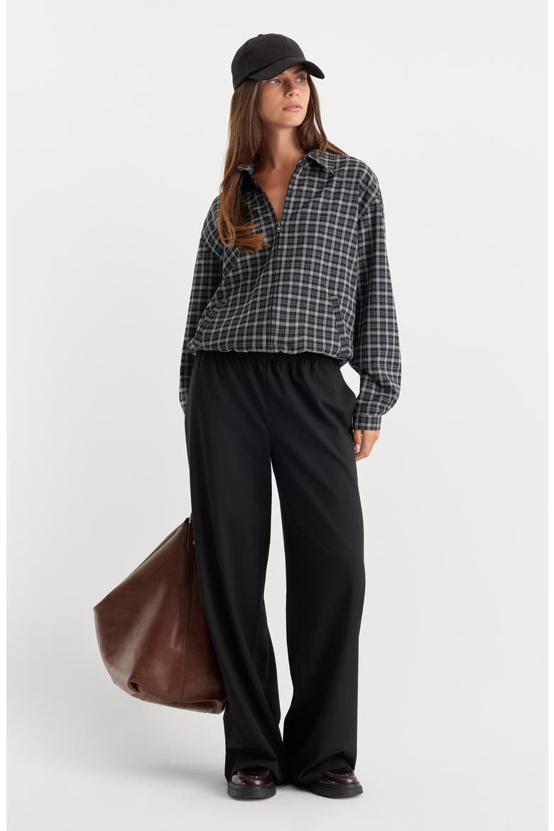 The Lightweight Plaid Bomber Jacket, Alternate, color, CHARCOAL PLAID