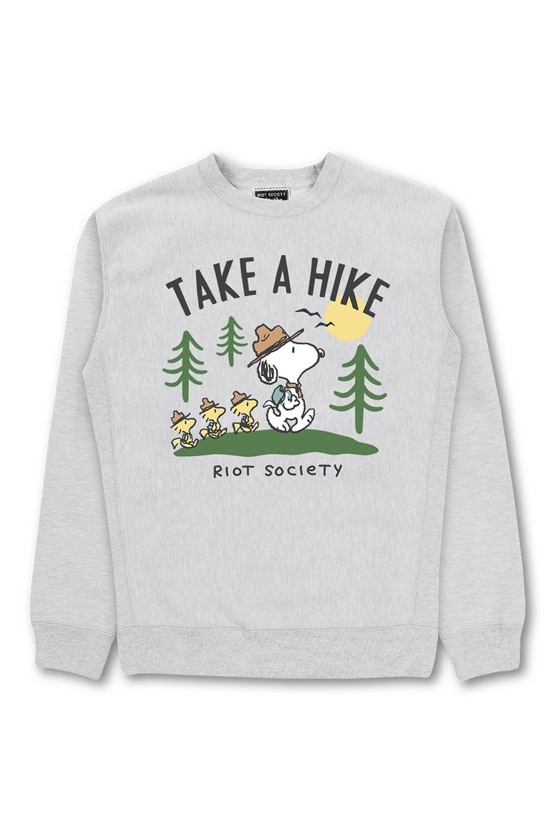 x Peanuts Take A Hike Sweatshirt, Main, color, GREY