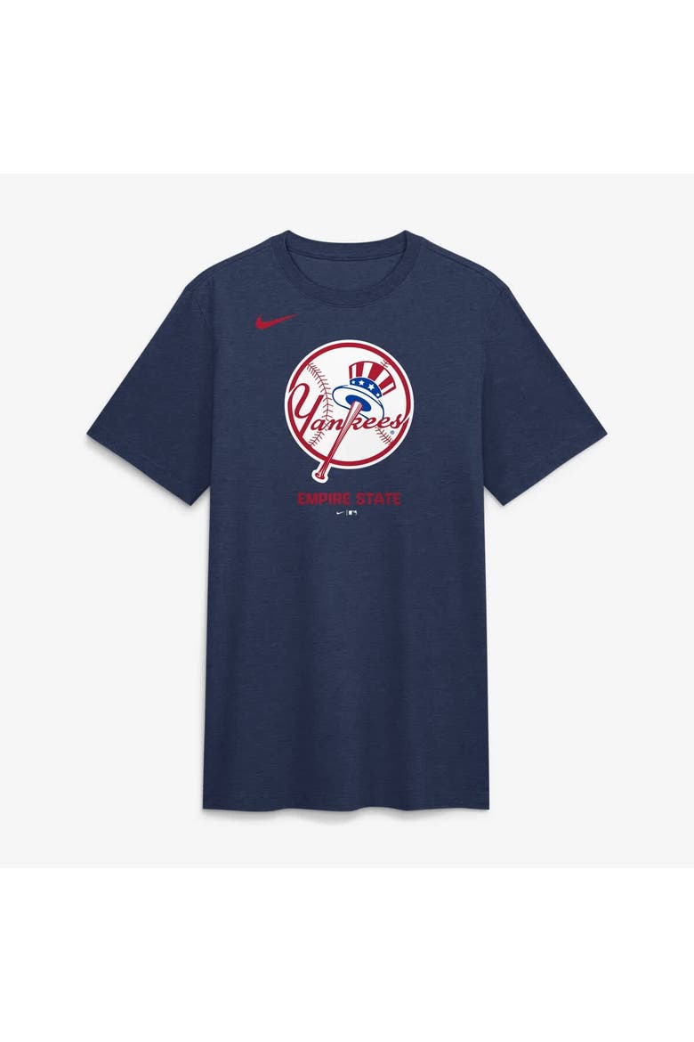 Men's Nike  Navy New York Yankees Tri-Blend Logo T-Shirt, Alternate, color, Navy