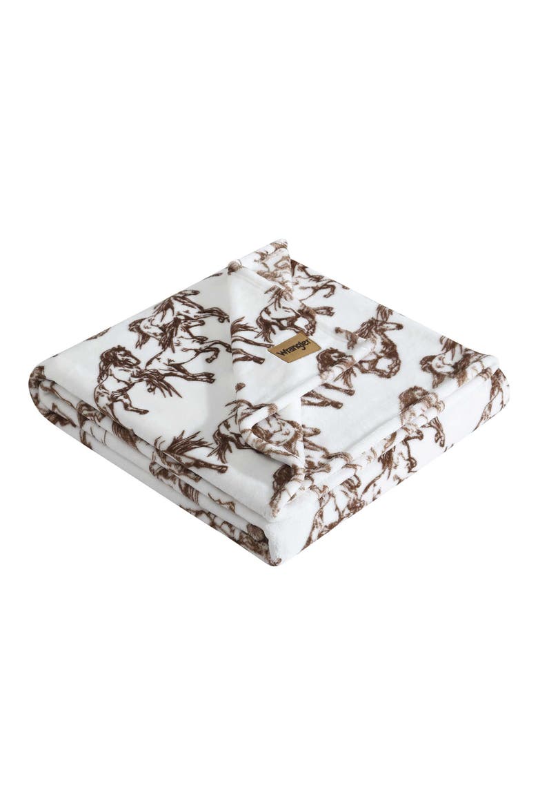 Mustang Horses Plush Fleece Blanket, Main, color, DARK BROWN