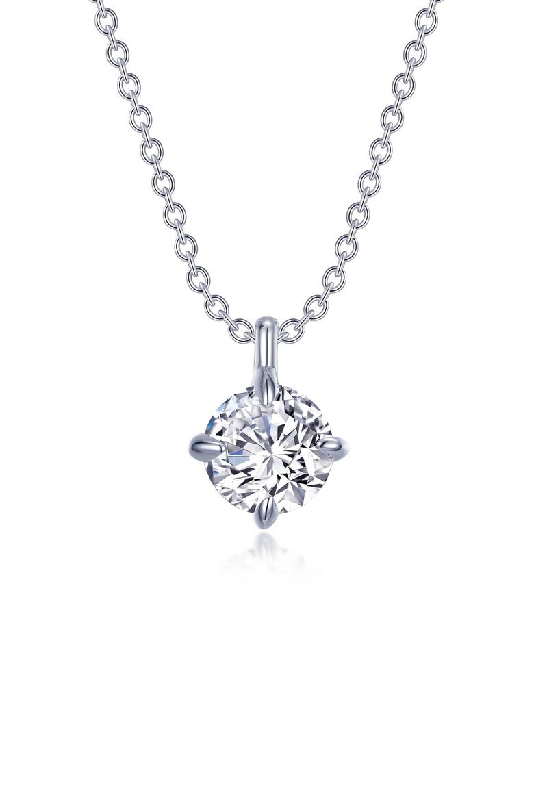Simulated Diamond Solitaire Necklace, Main, color, WHITE