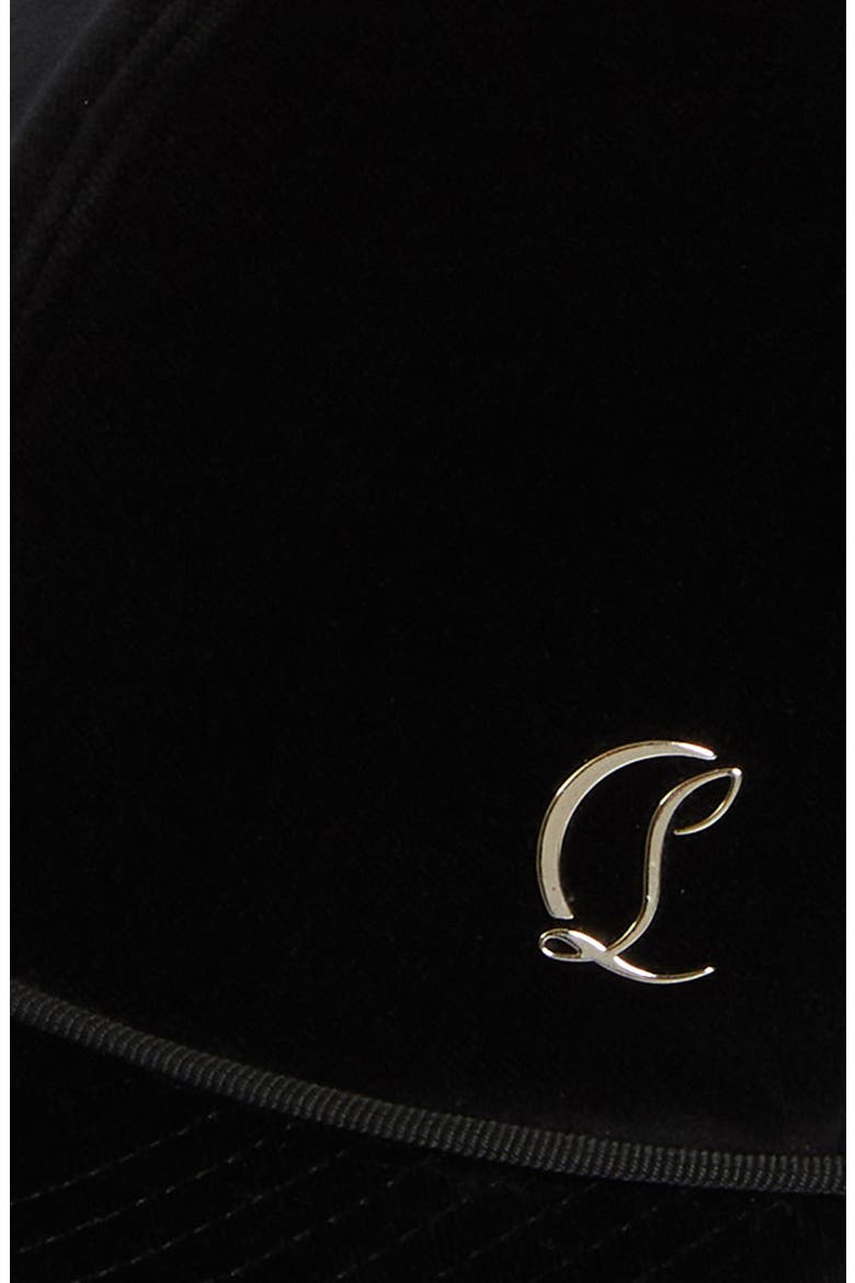 Aliochitto Monogram Logo Velvet Trucker Hat, Alternate, color, BLACK