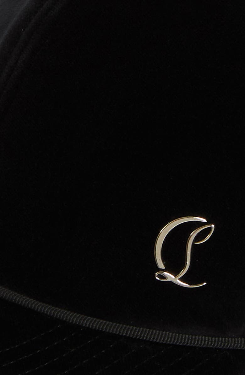 Christian Louboutin Aliochitto Monogram Logo Velvet Trucker Hat, Alternate, color, Black