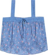 Lucky Brand Ditsy Floral Embroidered Lace Trim Swing Tank