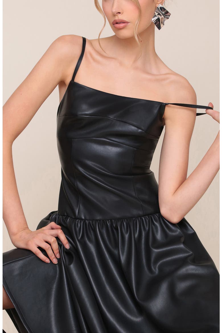 Faux-Ever Leather™ Midi Dress, Alternate, color, BLACK