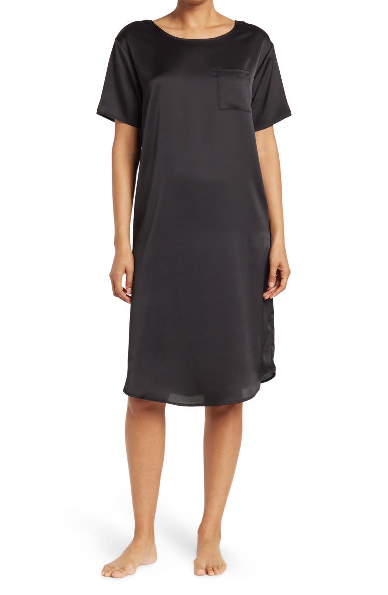 NORDSTROM RACK Satin Short Sleeve Nightshirt, Main, color, 