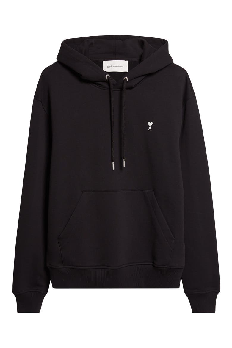 Embroidered Ami de Coeur French Terry Hoodie, Alternate, color, NOIR/ BLANC CREME