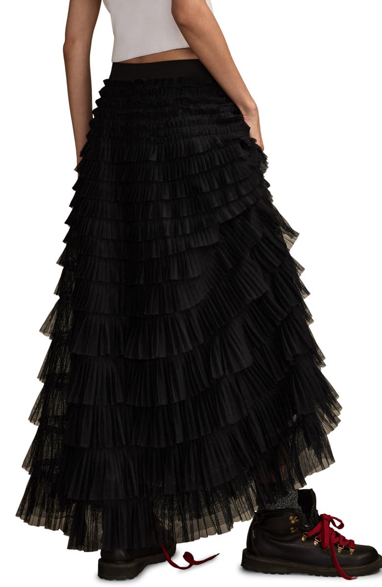 Lucky Brand Tiered Ruffle Tulle Maxi Skirt, Alternate, color, Caviar
