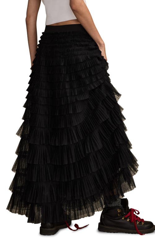 Lucky Brand Tiered Ruffle Tulle Maxi Skirt In Black