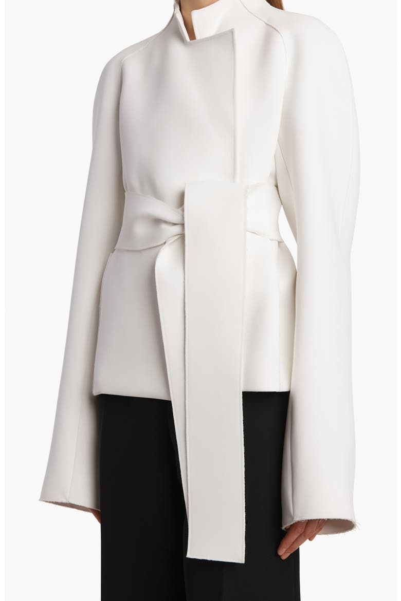 Edith Double Face Crepe Wrap Jacket, Alternate, color, CHALK