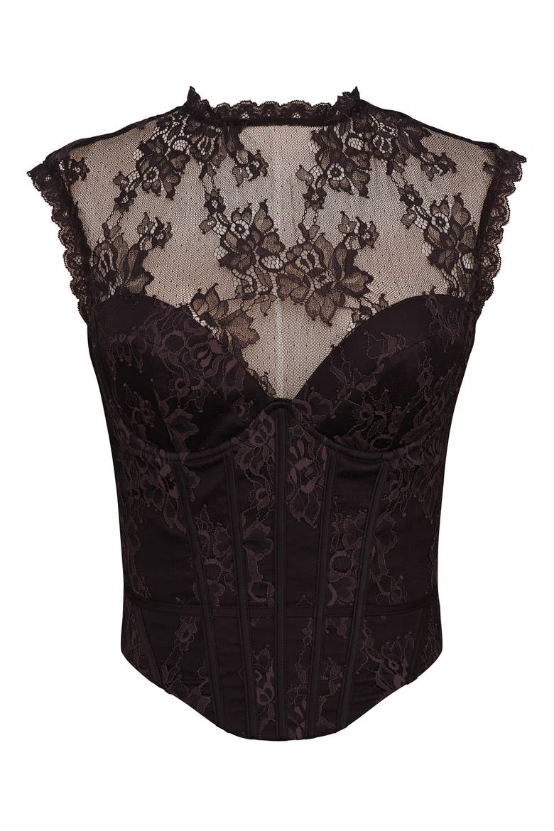 Serida Lace Corset Top, Alternate, color, CHOCOLATE BROWN